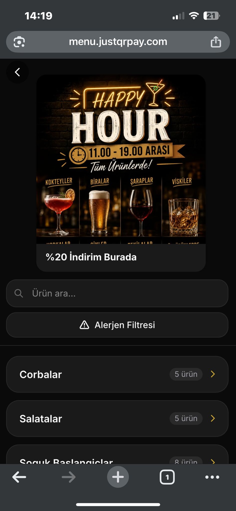JustQr QR Menü