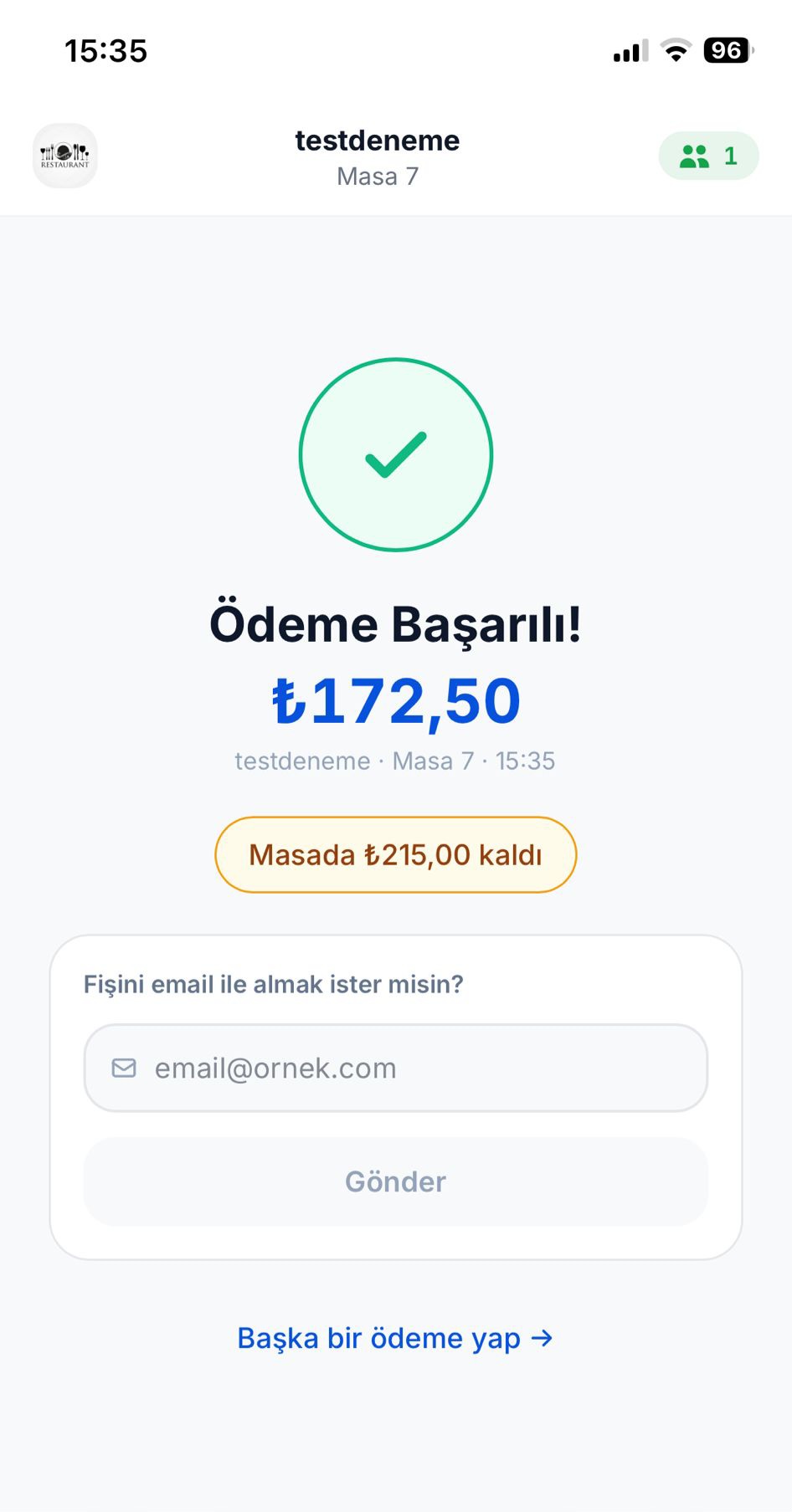 QR Başarılı